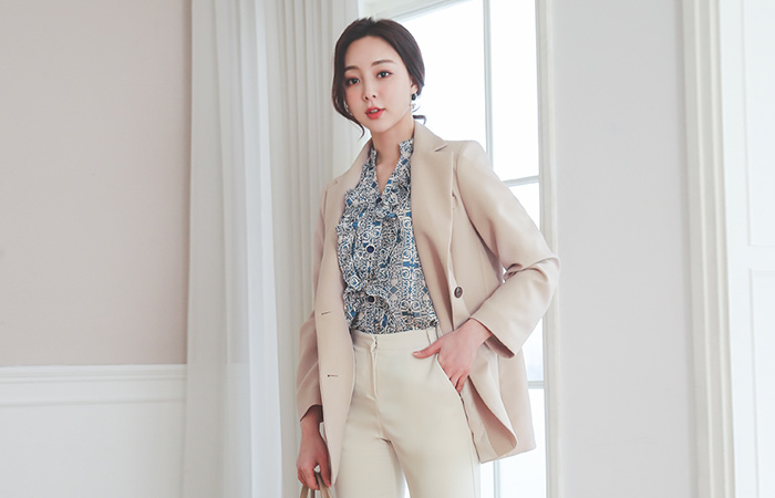 两扣 长款 束带 男友款 夹克