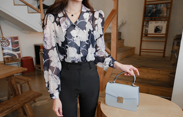 大衣领 烟熏 花纹 透视 罩衫