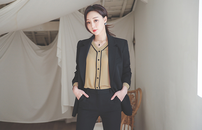 基本 单个 修身 嘴唇口袋 弹力 夹克