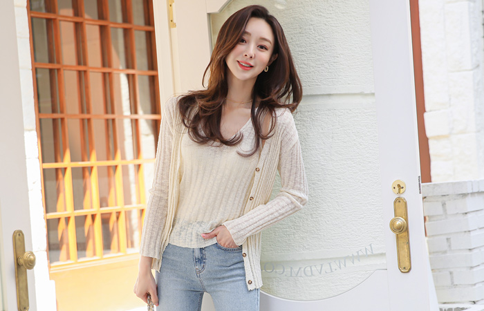 渲染 夏天 条绒 背心&开衫 SET