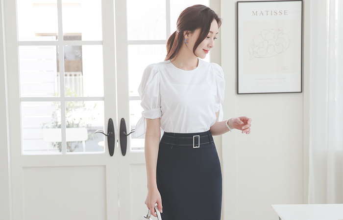 银球 花边 泡泡袖 蝴蝶结袖 弹力 罩衫