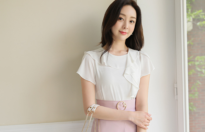 윙 开衩 袖子 不规则 荷叶 罩衫