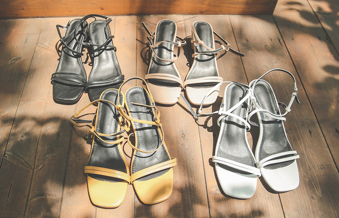 夏天 修身 双重 凉鞋 木跟