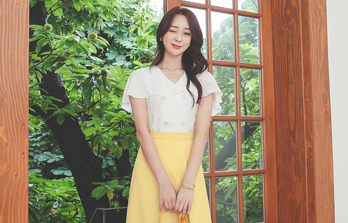 水手 披肩 钻石 双排扣 罩衫