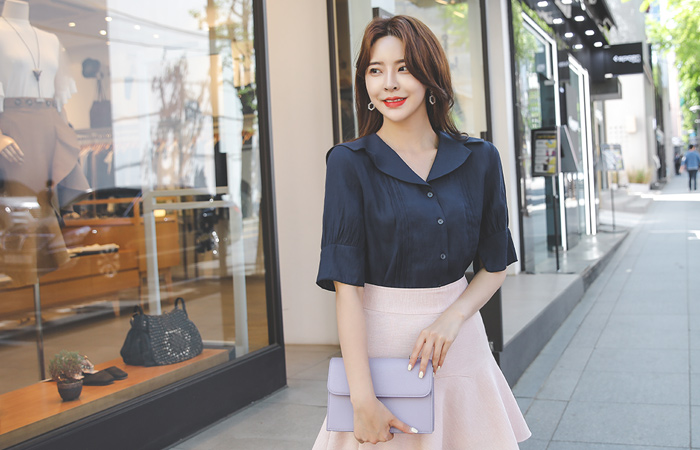 水手 领子 褶边 线条 罩衫