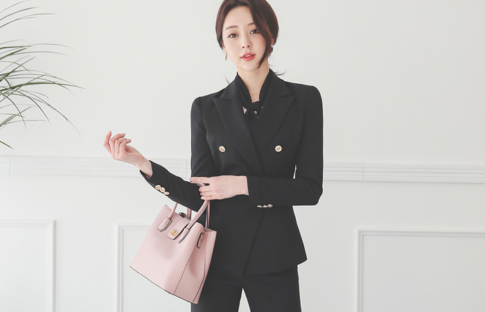 Gold 古风扣 开叉 修身 夹克