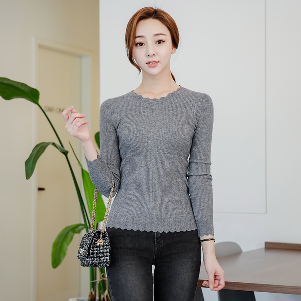 Waves叶子印花贴身针织衫