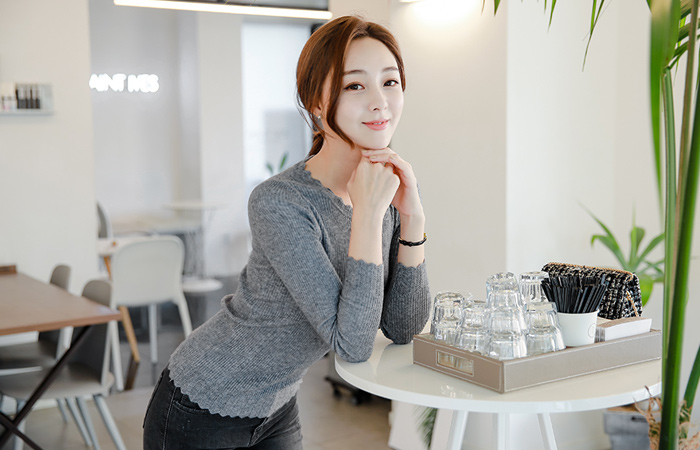 Waves叶子印花贴身针织衫