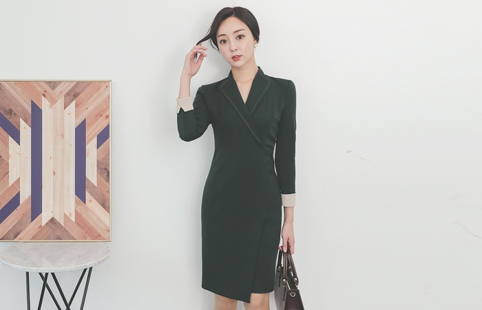 缝线 扣子配色 连衣裙 Ⅱ