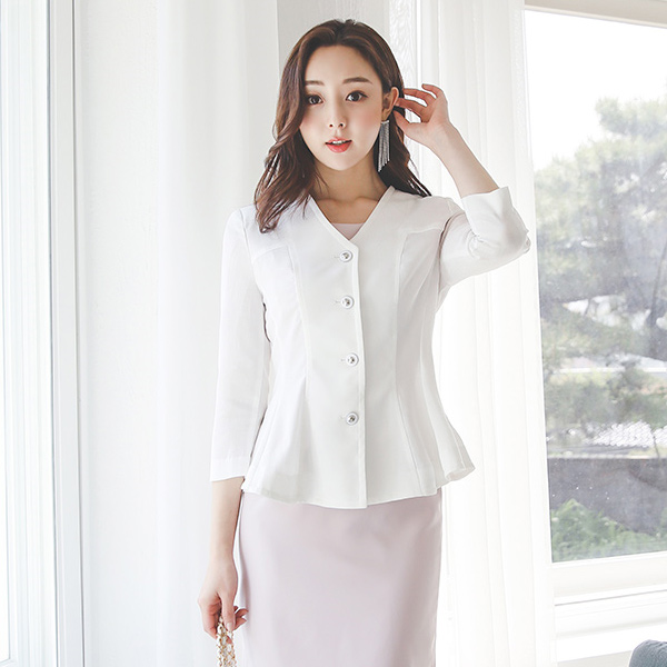 古风扣 V字领 荷叶边 夹克