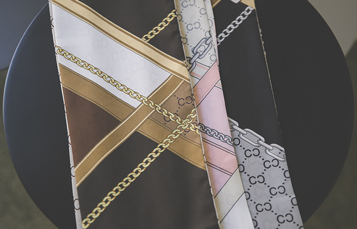 蝴蝶结 链条 双面 迷你 围巾