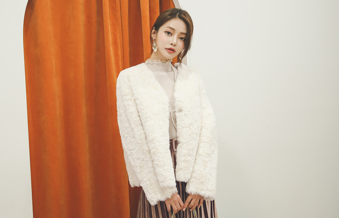 人造 人造皮夹 束带 毛皮草 夹克