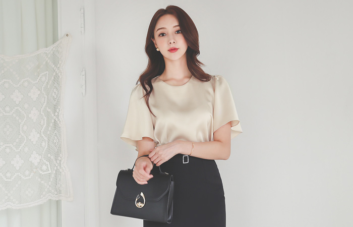 缎子 宽松 飞袖 罩衫