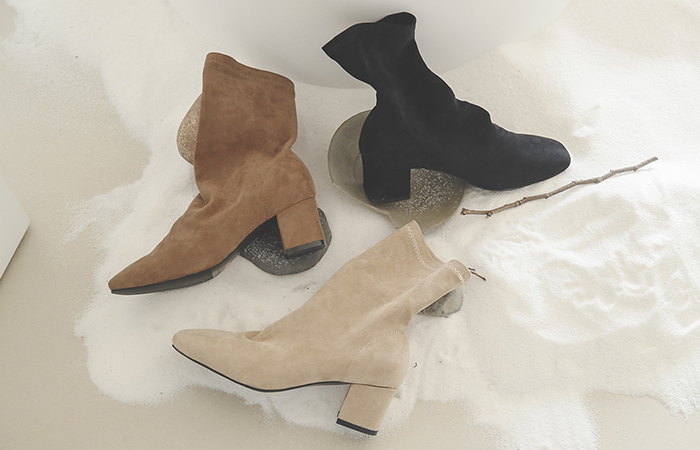 [模特穿42次]翻毛皮 Square Toe 弹力 袜子鞋