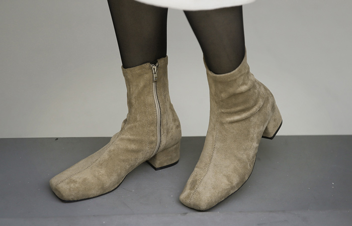 [模特穿42次]日常 中跟 木跟 弹力 袜子鞋