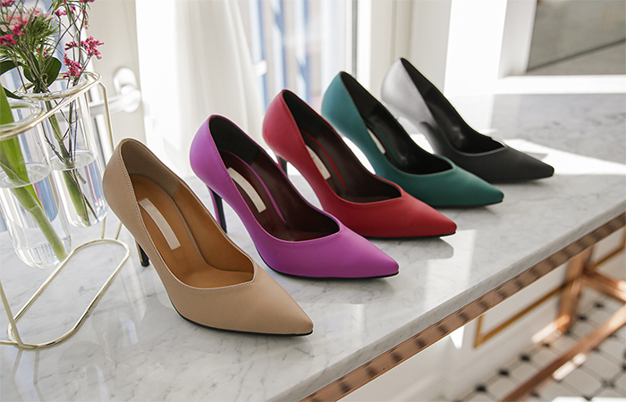 [模特穿42次]深 V字型 细高跟 高跟鞋