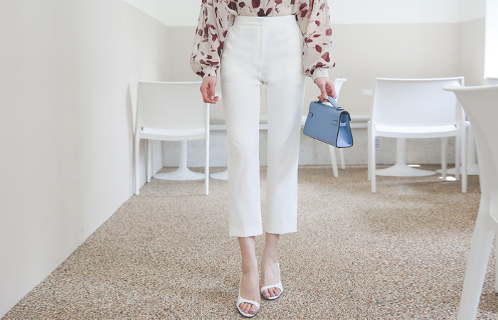 鲜明 一字型 9分 弹力 宽松长裤