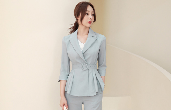 凉爽 灯光 细褶 荷叶边 束带 夹克