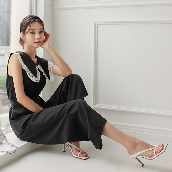 蕾丝 宽松 领子 连体裤