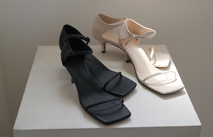 [模特穿43次]最少 Square Toe 斯利姆 露跟高跟鞋