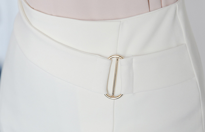 黄金环 斜线 束带 侧边开衩 裙子