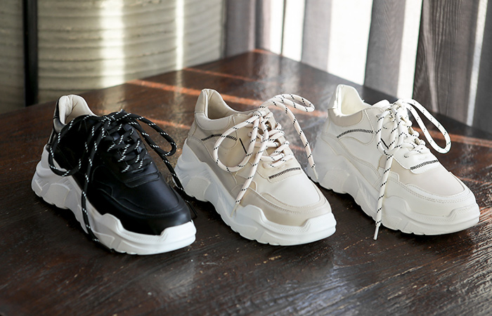 缝线 点缀 厚底鞋 胶底帆布鞋