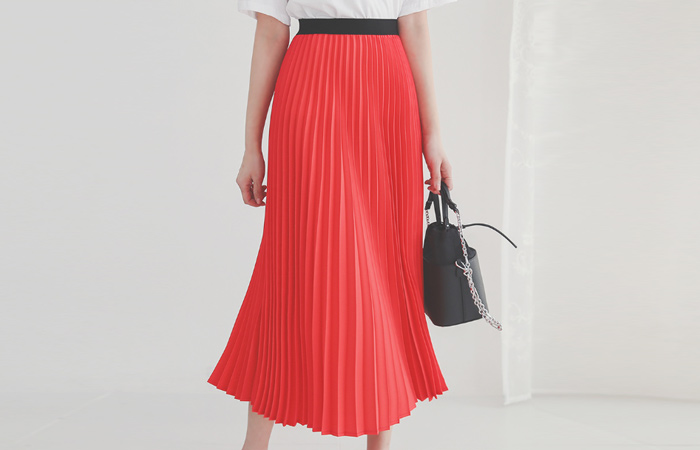 甜蜜 束腰连衣裙 褶边 长款 裙子