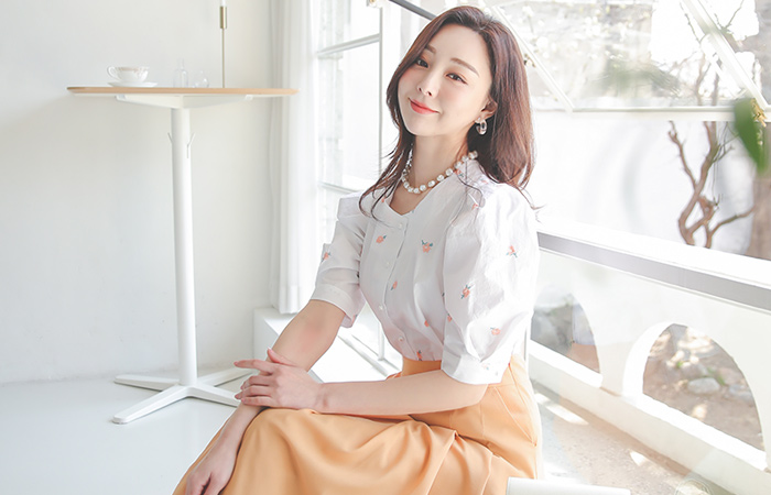 小方 花纹 缂丝 棉 泡泡袖 罩衫