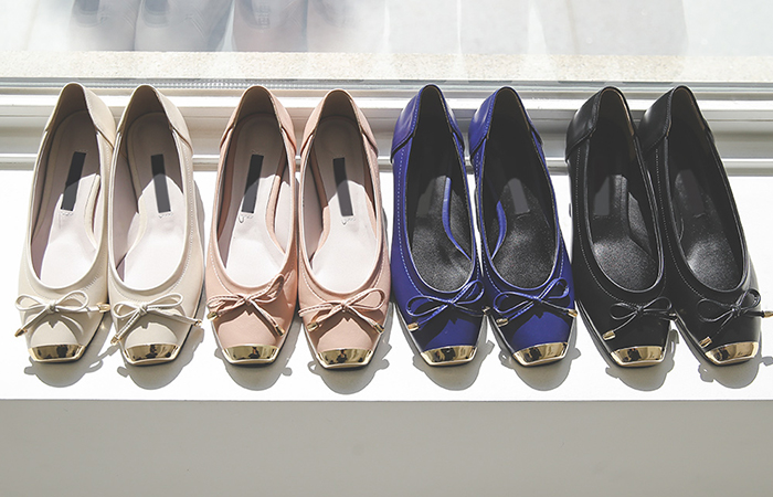 金色鞋头 蝴蝶结 鞋垫 平底鞋