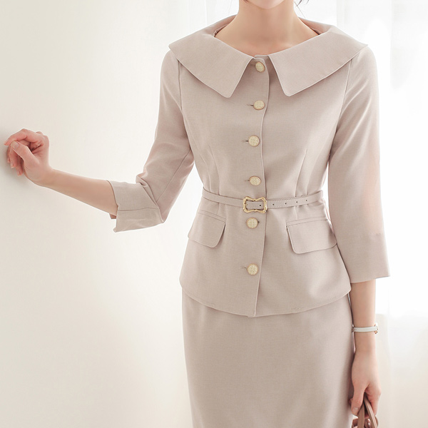 赫本 宽松 平领 金色纽扣 束带 夹克 Ⅱ