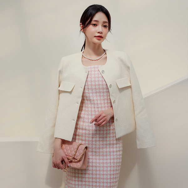 Silver 闪亮 粗呢 夹克