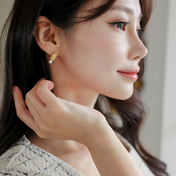 古董 水珠 吊坠 珍珠 耳环