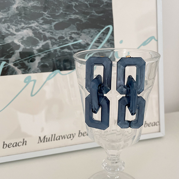 清淡/清晰 海洋 颜色 双 方形 大 耳环