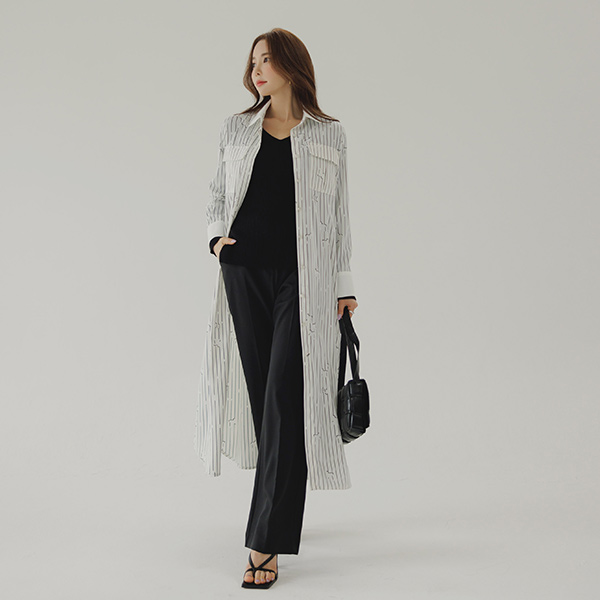 图案 点缀 腰带 长款 长袍 连衣裙