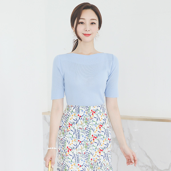 柔丝 一字领 船形领 凉爽 针织衫