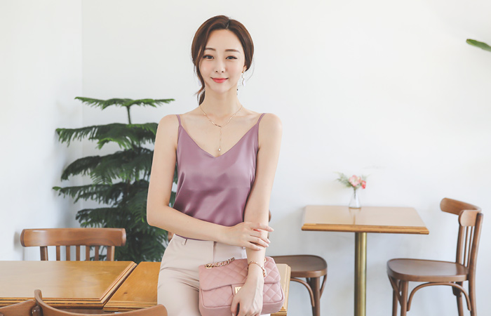 丝滑 吊带 V字领 睡裙 罩衫