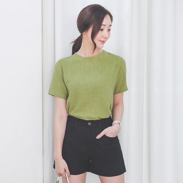 椰子 亚麻 圆领 简单 罩衫