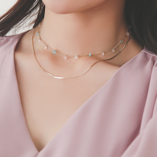 芙蓉石 原石 Gold 分层 项链