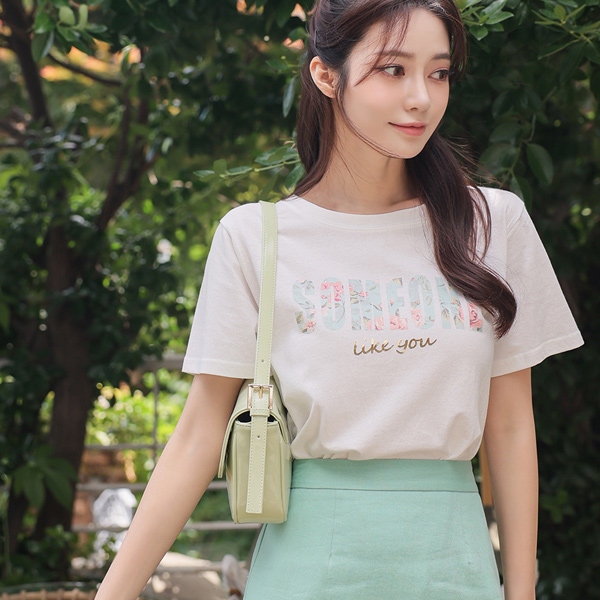 Some One 花纹 英文字母 圆领 T恤衫