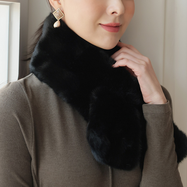 基本 交叉 毛皮草 围巾