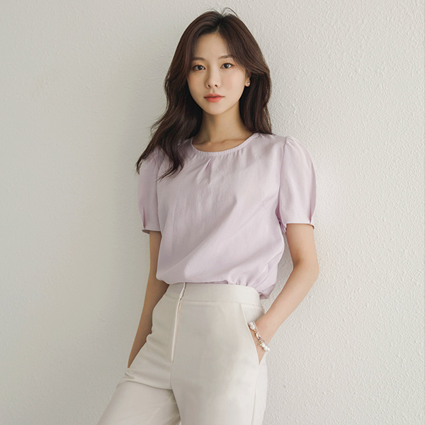 简单 单 细褶 点缀 日常 罩衫