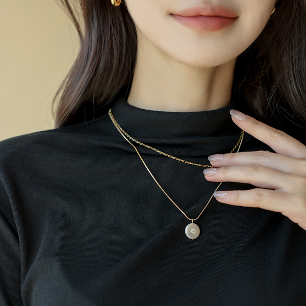 珍珠 点缀 分层 项链