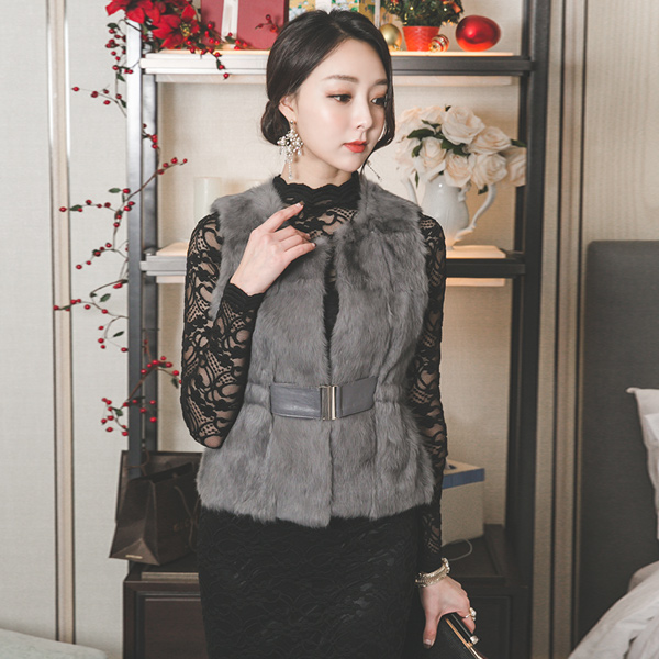 真正的兔毛金扣马甲