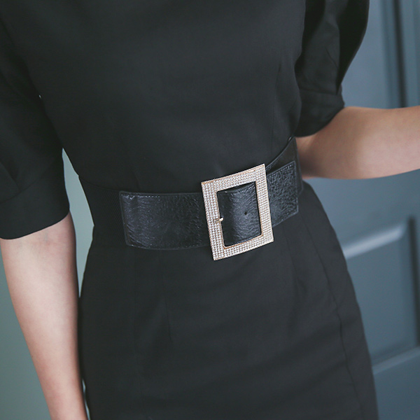 奢华裙立体扣松紧带腰带