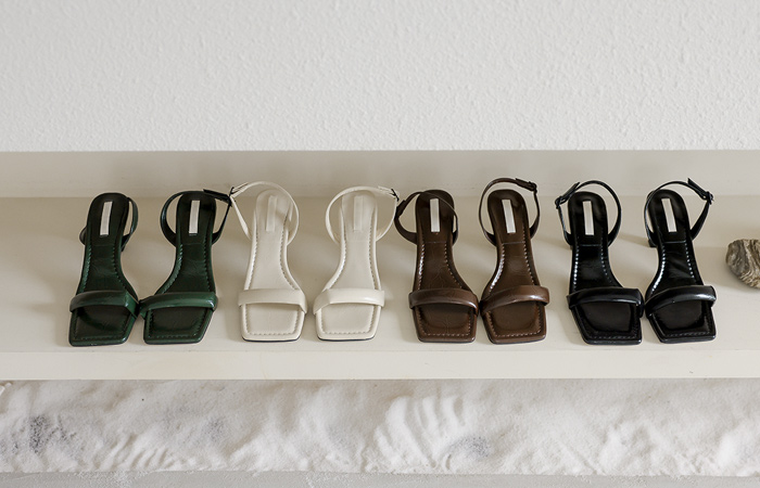 [模特穿45次]方形 鞋垫 皮条/束带 凉鞋 高跟鞋