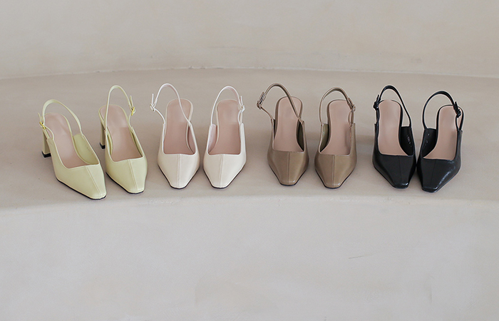 [模特穿43次]方形 开叉线条 露跟高跟鞋