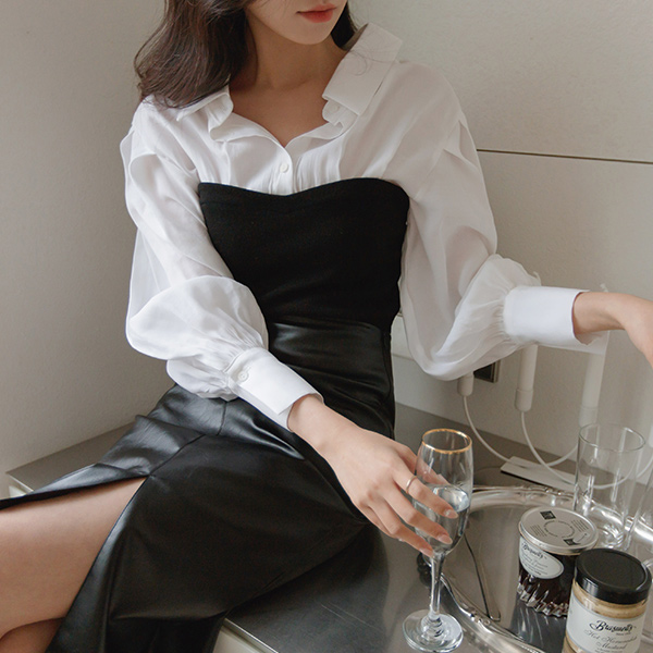 分层 条绒 针织衫 抹胸 炫酷 衬衫