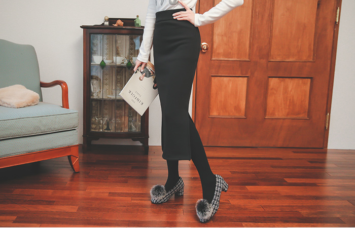 水貂加绒MIDI长裙