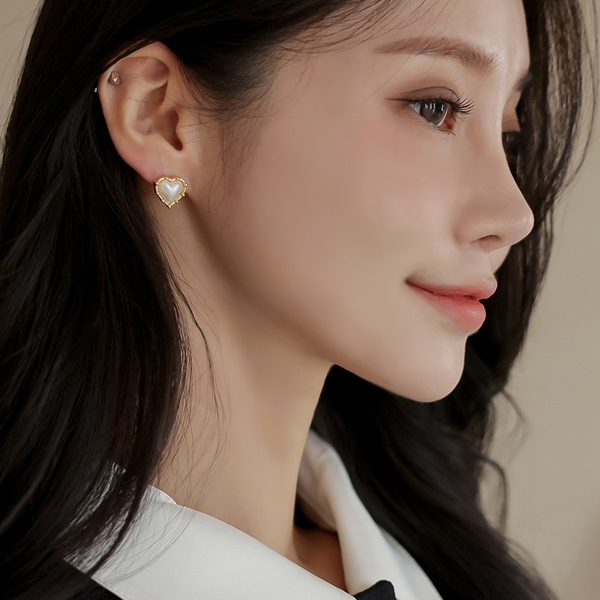 金属 花边 爱心 珍珠 耳环