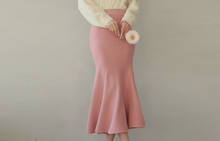 美人鱼 线条 쫀쫀밴딩 针织衫 裙子